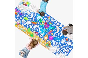 SPRITEGRU Ozean Ausmalposter, großes Ausmalpapier 76 cm x 190 cm, Jumbo-Größe, blaues Meer-Thema, DIY Malen, Zeichenbanner/Tischdecke