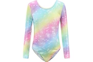 Sinoem Gymnastics Leotards for Girls Long Sleeve/Sleeveless Gradient Color Sparkle Leotard Dancing Ballet Gymnastics Athletic for Little Girl