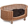 Prestige Wicker Luxury Willow Dog Basket Settee with Cushion, Medium