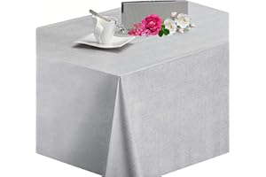 KP HOME Elegante Mantel PVC Gris Plateado - Moderno Mantel Hule 250x140 Color Llano Plata - Un Tono del Gris Mantel Hule Mesa Rectangular - Fácil de Limpiar Impermeable Plástico Hules para Mesas Rectangular