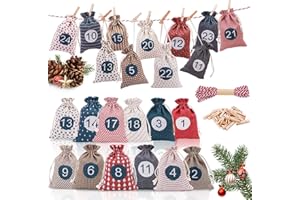 CNMTCCO 2025 Calendario de Adviento para Rellenar, 24 DIY Adviento Bolsa de Regalo, Calendario Adviento Hombre Vacio, Calendario Advientos Bolsitas Niño
