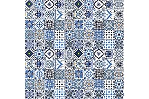 IL MAGHREBINO 100 Mattonelle Premium Selection in Ceramica Smaltata (1 mq) - Blue Marine - 10x10 cm spessore 0,6 cm - Mattonelle Tunisine realizzate con Serigrafia Artigianale - Adatte a rivestimento