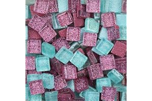 ANKTILY 200g Tessere Mosaico Piastrelle Mosaico Vetro, Colore Misto Quadrata Pezzi di Vetro,Cristallo Glitterato Tessere per Mosaico Piastrelle Assortite per ​Lavori Artigianali,Decorazioni,1x1cm(Luminosa)