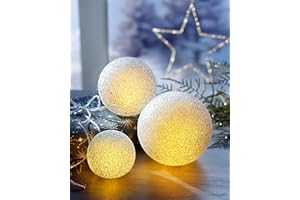 WESTINGHOUSE W LED-Kugeln *Frosty*, 3er-Set mit 3 Größen, bis Ø 12 cm je mit warmweißer LED