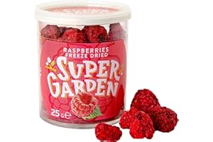 SUPERGARDEN Super Garden Framboises Lyophilisées - 100% Pur et Naturel, Convient aux Végétaliens, Sans Sucre Ajouté, Sans Additifs Artificiels et Sans Conservateurs, Sans Gluten, Sans OGM - Collation Saine