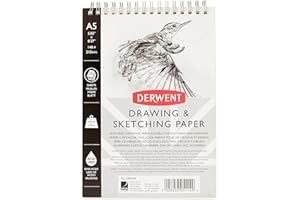 Derwent Album da Disegno con Copertina Rigida in Formato A5 da 30 Fogli di Carta senza Acidi, Dorso Rilegato, Orientamento Verticale, ottimale per i Ritratti, Qualità Professionale