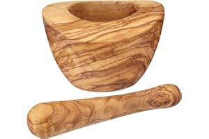 Kitchen Craft World of Flavours Mörser und Stößel, Olivenholz, 12 x 8 cm