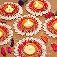 JAIPUR ACE Wax Diwali Decorative Scented Tealight | Handmade Shell Conch Tealight Set | Diwali Decoration Tealight Set (Pack of 6)