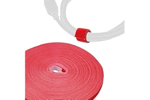 LABEL THE CABLE Klettbandrolle Doppelseitig - Kabelbinder aus Klettband für das Perfekte Kabelmanagement - Velours-Qualität - LTC ROLL STRAP - 25 m x 16 mm - Rot - PRO 1260