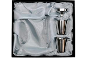 Geschenkset für Pixelstudio Flachmann, mit Trichter & Becher Geschenk Set Box Etui Schatulle Schachtel Alkohol Tasse