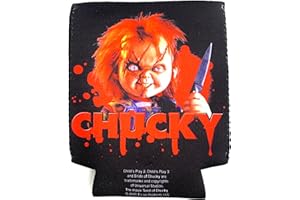 Silver Buffalo Child's Play Chucky insulated can cooler hugger - Neoprene Drink Cooler 2-sided Sleeve for Cans - Black