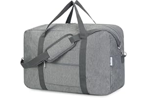 Narwey Handgepäck Tasche für Flugzeug Faltbare Reisetasche Damen Weekender Bag Sporttasche Damen Herren Handgepäck Koffer Groß 40L(Grau)
