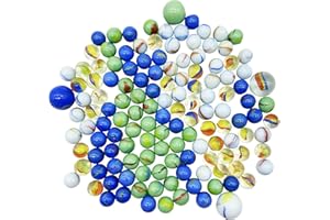 ‎GERILEO Packung mit 50/100/200 Farbigen und Kristallklaren Murmeln – Glasmurmeln, Murmelbahnen und Schaltungen, Traditionelles Spiel, Spielzeug – Jungen, Mädchen, Kinder – 2 Größen – zufällige Farben (200)