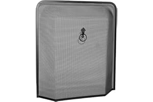 CRANNOG Parascintille Firesceen rettangolare per camino. 62,2 x 53,3 x 8,9 cm con dettaglio nero ornato filigrana