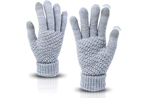 Drokenle Women Winter Gloves, Warm Soft Touchscreen Gloves Thermal Knit Fleece Lined Glove Elastic Cuff Womens Gloves for Cold Weather