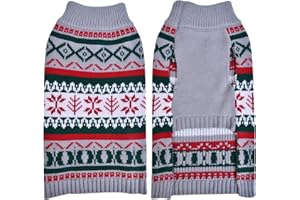 LuzPet Dog Christmas Jumper Xmas Winter Warm Dog Jumpers Sweater Costume Outfit Soft Dog Coats Clothes for Small Dog (Medium, Grey)