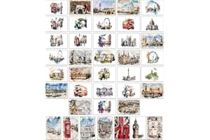 BEAR AND BEE 40 cartoline Londra in acquerelli – 40 diversi disegni ispirati a Londra stampati su cartoncino spesso brillante