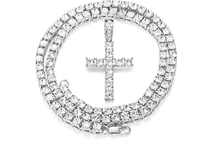 Milacolato Iced out Pendente a Catena per Uomo Placcato in Platino 18K Placcato Hip Hop Cluster Diamante Simulato Collana da Tennis Ghiaccio Tennis CZ Catena Lunghezza Misure61cm, 76cm