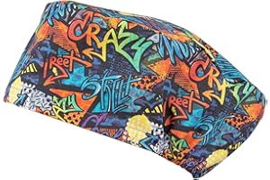 PILUCAPS, Calots chirurgicaux cheveux longs, modèle GRAFITTI UNISEX pour dames et messieurs 100% coton