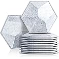 Sonic Acoustics 12 Pack 3D Hexagon Acoustic Panels 14" X 12" X 0.2" High Density Absorption, Soundproofing Insulation (Silver Grey)