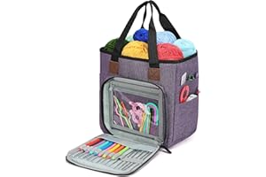 KEYHOT Handarbeitstasche Groß, Projekttasche, Stricktasche für Unterwegs, Aufbewahrung Stricken Tasche, Garntasche, Crochet Bag, Nur Tasche, Keine Zubehörteile(Lila)