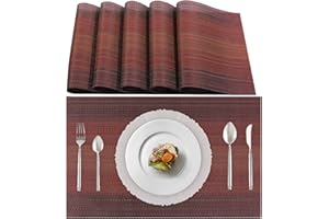 Lumaca Juego de 6 Manteles Individuales Lavables, (70% PVC y 30% Poliéster) Salvamanteles Individuales, Fácil Limpieza, Antideslizantes, Resistentes al Calor, Ideales para la Mesa de la Cocina,Rojo