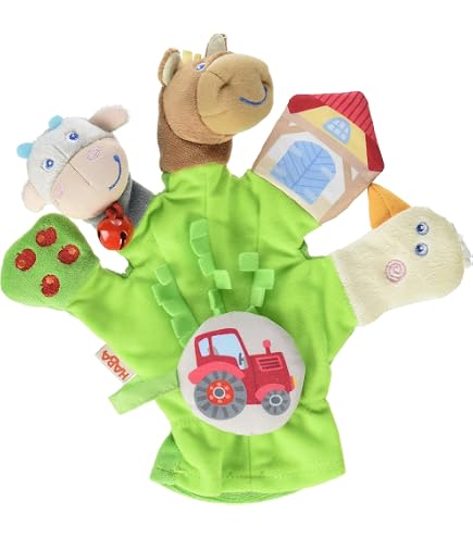 Fehn 074604 Spielhandschuh Safari – Fingerpuppen-Handschuh Affe und Elefant mit Rassel und Quietsche für Babys und Kleinkinder ab 0+ Monaten : Fehn Baby Products