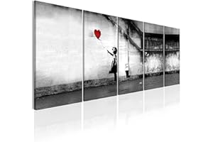 murando Cuadro Acústico Banksy 150x60 cm espuma acústica absorbe el sonido aislamiento lienzo de 5 piezas Impresión Artística Decoración de Pared Street Art Urban Mural i-C-0113-b-m