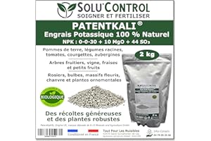 TOUT POUR LES NUISIBLES 2 kg de PatentKali® SOLU’CONTROL – Engrais Potassique 100% Naturel – NPK 0-0-30 + Magnésium (MgO 10%) et Soufre (SO₃ 44%) – Plantes, Potager, Fruits, Fleurs – Utilisable en Agriculture Biologique