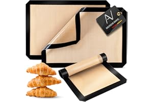 AVANA Lot de 3 Tapis de Cuisson en Silicone Réutilisables avec Revêtement Anti-Adhésif et Résistant à la Chaleur Tapis de Four - Noir
