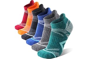 ANTSANG 6 Paires Chaussettes Chevilles Laine Mérinos Randonnée Course à pied Épaisses Rembourrées Respirantes Homme Femme