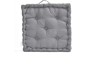 ComfyNex Booster Seat Cushion (45cm x 45cm x 10 Aprox.) 100% Cotton Thick Seat Cushion, Seat Pad, Floor Cushion, Chair Cushion, Booster Cushion (Charcoal, 2)