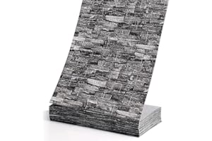 GHIBFBT Panneaux muraux autocollants 3D 10 m Aspect pierre Carreaux imperméables Pour chambre à coucher, salle de bain, cuisine Gris foncé