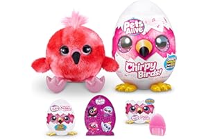 Pets Alive Chirpy Birds - Mascotas de Juguete interactivas Sorpresa con Habla electrónica y repetición, Flamenco