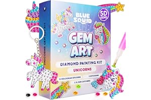Blue Squid Diamond Art for Kids – Unicorn - Fun & Easy DIY 5D Gem Art Kits Kids Gift Set for Gem Keychains, Stickers, Sun Catchers - Diamond Painting for Kid Girls, Boys Ages 6-12