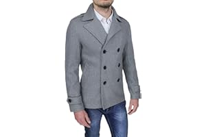 Evoga Cappotto uomo invernale slim fit giacca trench doppio petto 100% made in Italy
