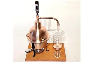 ARTERAMEFERRO Distillatore Alambicco in Rame con serpentina in Vetro Soffiato 1 litro