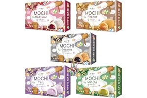 YOAXIA [ 1050g ] 5er Set MOCHI SELECTION mit 5 verschiedenen Sorten Klebreiskuchen | 30 geschmackvolle Mochis + ein kleiner Glücksanhänger gratis