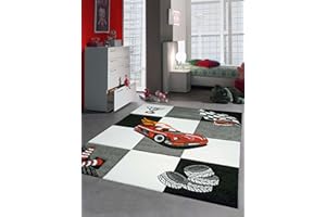 CARPETIA Tapis Enfants Tapis de Jeu Voiture de Course Rouge Noir Größe 160x230 cm