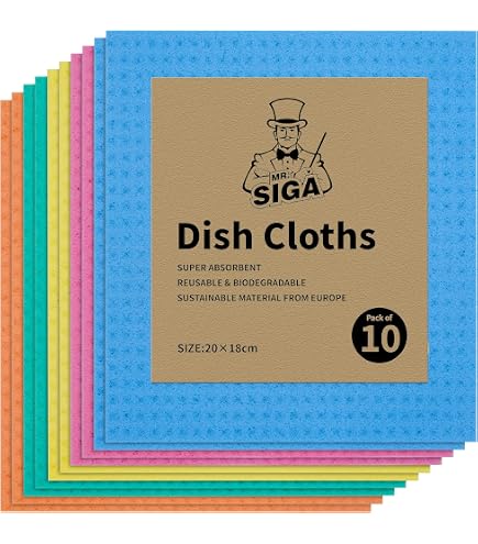 Lot De 15 Torchons Suédois QILEMI - Chiffons Microfibre Biodégradables Sans Plastique - Cuisine Et Nettoyage