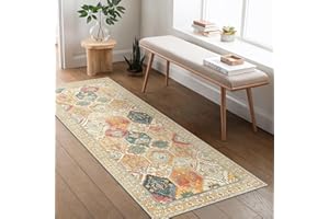BEIMO 80x150CM Area Rugs for Bedroom,Vintage Boho Carpets for Living Room Non Slip Machine Washable Rug Short Low Pile Rug for Kitchen Dining, Hallway, Office-Orange