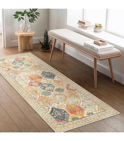 Hal Vloerkleed Blauw Vintage Zacht Keuken Loper Vloerkleed Antislip Wasbaar Extra Lange Loper Vloerkleden Voor Hal Slaapkamer Woonkamer Slaapkamer Hal, Machine Wasbaar Vloerkleed,100x150cm