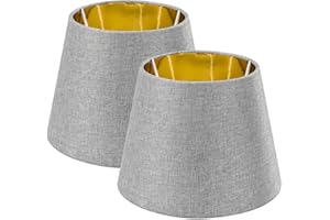 Navaris Set 2x Paralume Lampada Tessuto Grigio Interno Dorato - Para Lume Abatjour Luce da Tavolo Lampadina E27 - Paralumi Grigi Ø220-153x162mm