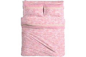 CLARA HOME MILANO Clara Home Set Lenzuola, Completo Letto in Puro Cotone, Fantasie Moderne (Print Rosa, Matrimoniale 2 Piazze)