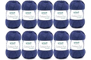 Gründl Cotton Fun Maglieria/Uncinetto (Filato Morbido in 100% Cotone, Certificato Oeko-Tex, g/115 m, Dimensione dell'ago: 3-4, 1 gomitolo á 50 g), Navy, 31 x 32 x 7.5 cm, 1150 unità