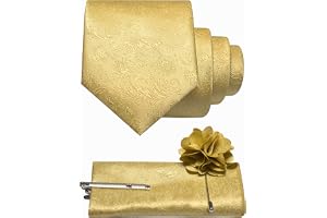 JEMYGINS Floral Vine Jacquard slips set män flerfärgad | Med näsduk slipsklämma och blomma perfekt för bröllop affärsliv och