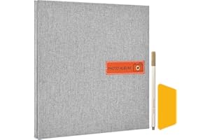 Sarsumir Photo Album Self Adhesive, Linen Photo Book Scrapbook Album 40 Pages for 6x4 Pictures DIY Scrapbooking Kit Wedding Travel Family Friends Memory Kids Picture Album (Grey)