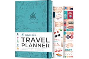 Clever Fox Diario di viaggio – Agenda per le vacanze con piano di bilancio, lista imballaggi, spese e diario di viaggio, organizer per itinerari di viaggio, per donne, uomini e coppie, formato A5,