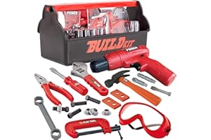 JOYIN 19Pcs Kids Tool Set, Pretend Play Toddler Power Toy Tool with Construction Tool Box & Electronic Toy Drill for Boy Girl Birthday Gift Outdoor Preschool Ages 3, 4, 5, 6, 7 Years Old