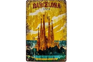 LUCKYLINDE Targa in metallo vintage con motivo da viaggio, 30 x 20 cm (Spagna, Barcellona, Sagrada Familia)
